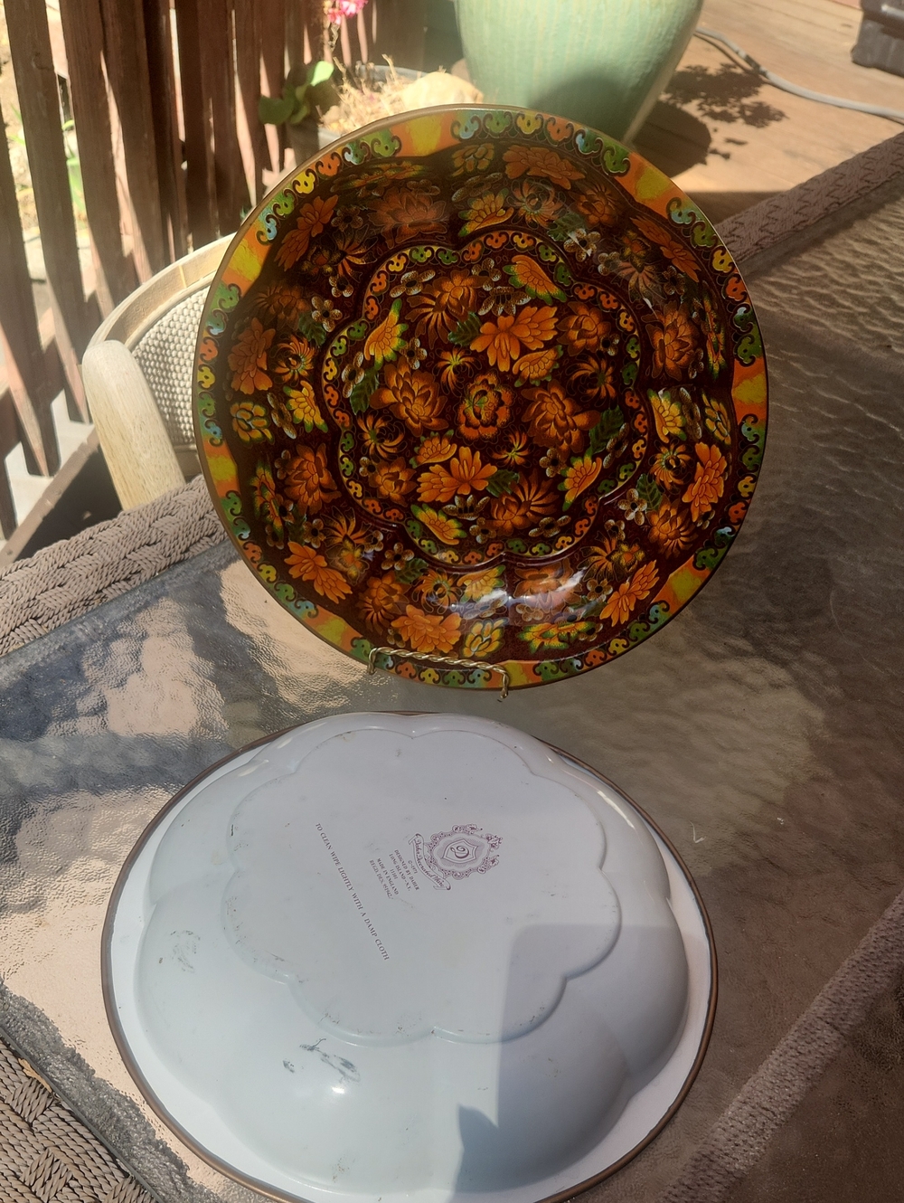 Vintage 1971 Daher Decorated Ware Tin Bowl Orange Autumn Floral Made In England